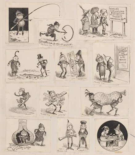 Brownies at Home - Twelve Vignettes by Palmer Cox, drawing, 1893
