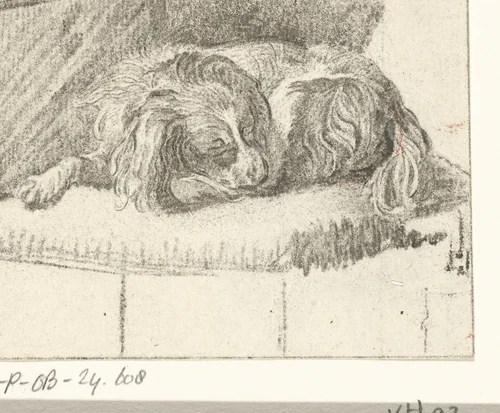 Liggend hondje by Cornelis Ploos van Amstel, print, 1777