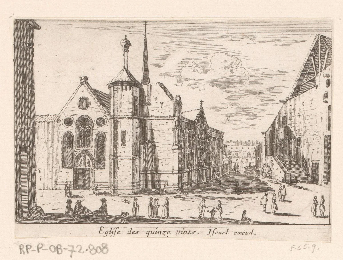 Gezicht op de Saint-Antoine-des-Quinze-Vingts by Israël Silvestre, print, 1631-1661