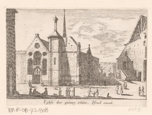 Gezicht op de Saint-Antoine-des-Quinze-Vingts by Israël Silvestre, print, 1631-1661