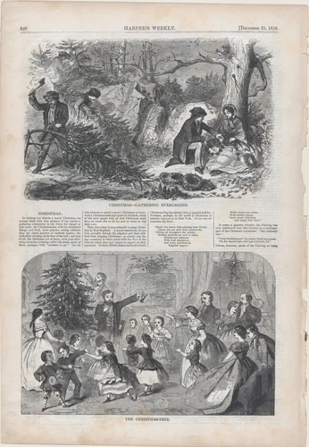 The Christmas Tree (from "Harper's Weekly," Vol. II) by Winslow Homer, print, 1858