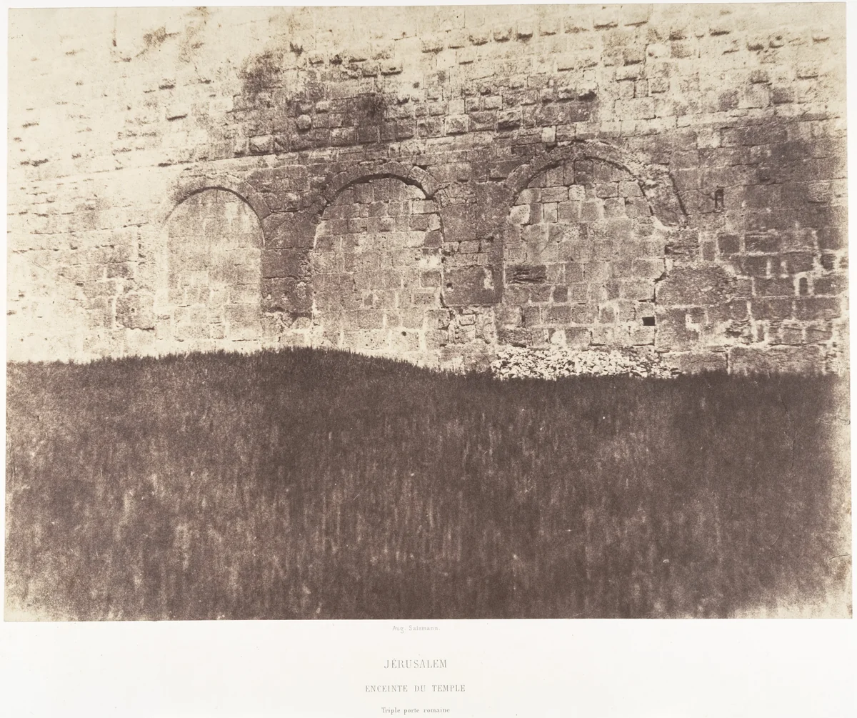 Jérusalem, Enceinte du Temple, Triple porte romaine by Auguste Salzmann, photograph, 1854-1859