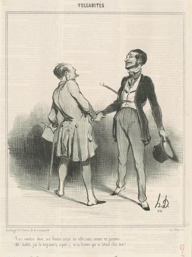 Vous viendrez diner, ma femme soupe en ville ... by Honoré Daumier, print, 1841