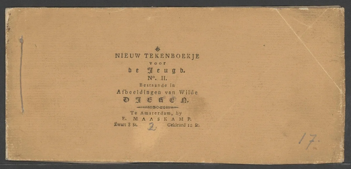 Tekenboekje met wilde dieren by anonymous, print, 1787-1834