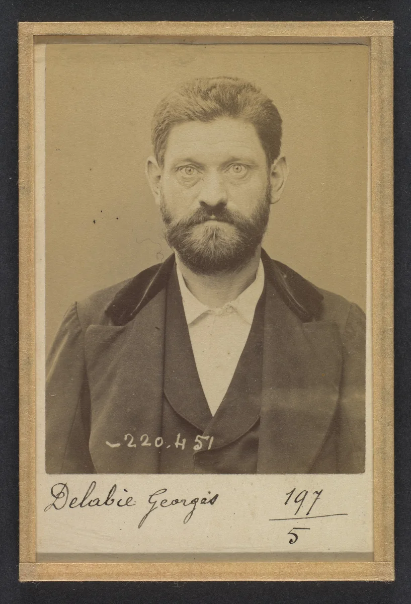 Delabie. Georges. 43 ans, né le 30/10/50 à Ganaches (Somme). Mécanicien. Anarchiste. 2/7/94. by Alphonse Bertillon, photograph, 1894