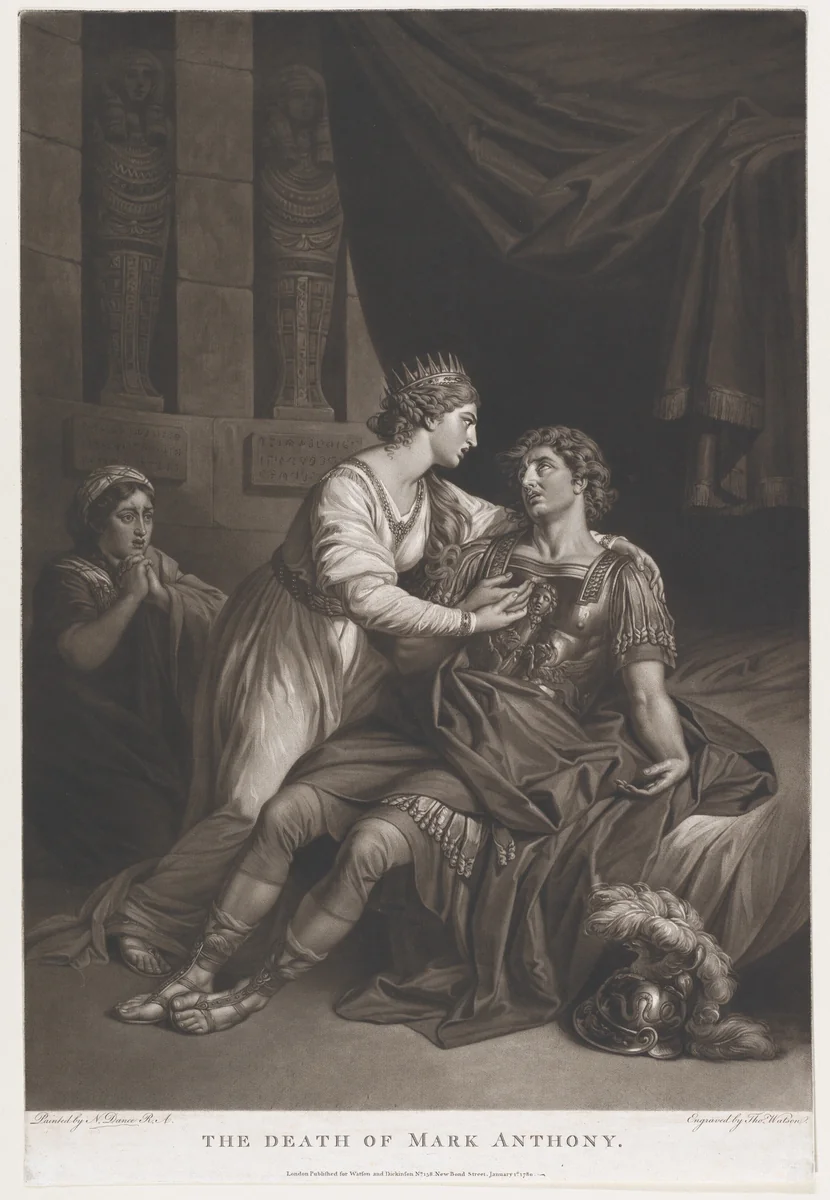 The Death of Mark Antony (Shakespeare, Antony and Cleopatra, Act 4, Scene 15) by Thomas Watson, print, 1780