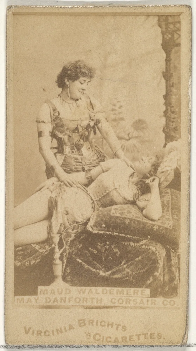 Maud Waldemere and May Danforth, Corsair Co., from the Actors and Actresses series (N45, Type 1) for Virginia Brights Cigarettes by Allen & Ginter, photograph, 1885-1891