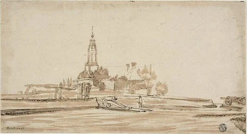 Haarlem Gate at Amsterdam by Johannes Ruisscher, drawing, 1650-1670