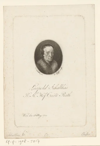 Portret van Leopold Schallhas by Carl Hermann Pfeiffer, print, 1788