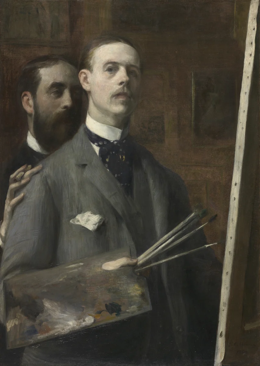 Self-Portrait with Raphael de Ochoa by Jacques-Émile Blanche, painting, 1890