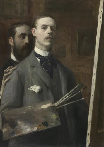 Self-Portrait with Raphael de Ochoa by Jacques-Émile Blanche, painting, 1890