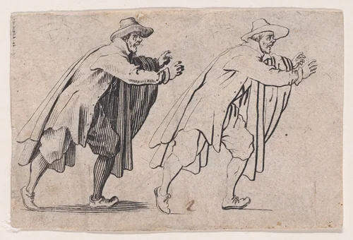 L'Homme qui Court (The Running Man), from Les Caprices Series B, The Nancy Set by Jacques Callot, print, 1617-1620