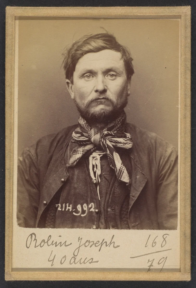 Roobin. Joseph. 40 ans, né à Bourgneuf (Loire-Inférieure). Terrassier. Anarchiste. 2/3/94 by Alphonse Bertillon, photograph, 1894