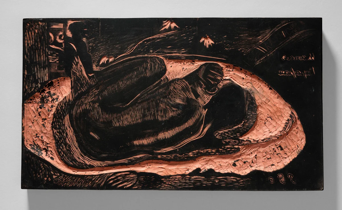 Manao tupapau (She Thinks of the Ghost or The Ghost Thinks of Her), from the Noa Noa Suite by Paul Gauguin, print, 1893-1894