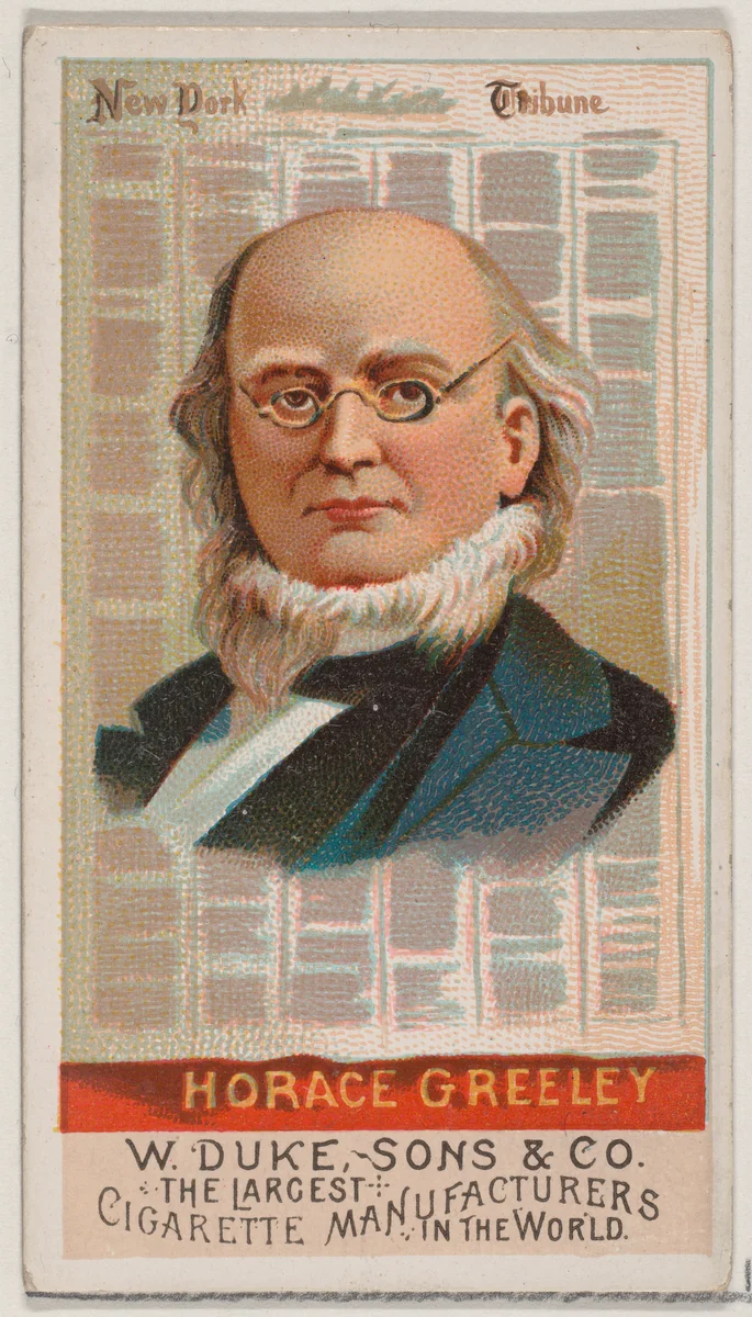Horace Greeley, from the series Great Americans (N76) for Duke brand cigarettes by W. Duke, Sons & Co., print, 1888