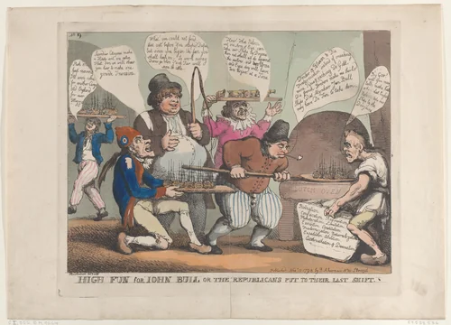 High Fun for John Bull, or the Republicans Put to their Last Shift by Thomas Rowlandson, print, 1798