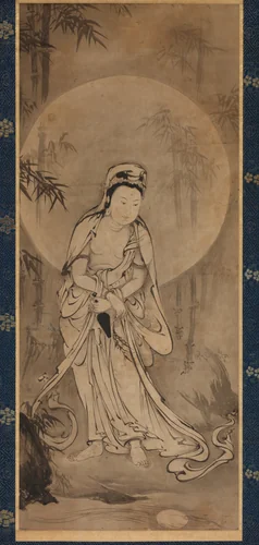 Willow-and-Moon Kannon (Yōryū Kannon) by Gakuō Zōkyū, painting, 1490-1510