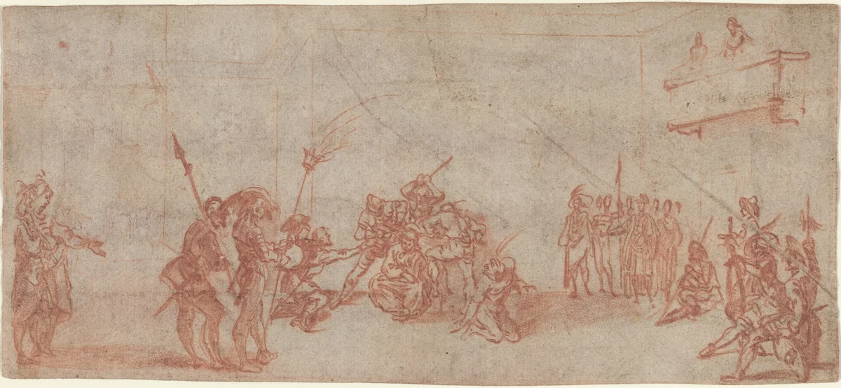 Christ Crowned with Thorns by Jacques Callot, drawing, 1618