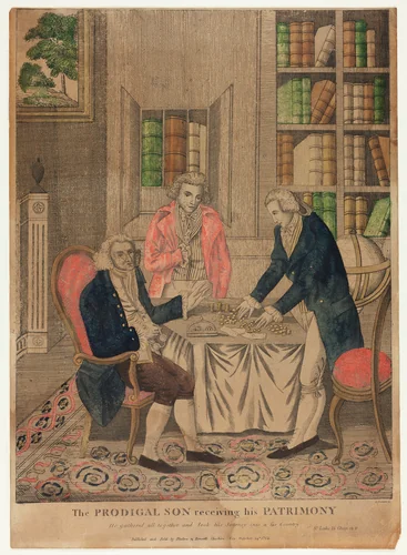 The Prodigal Son Receiving His Patrimony by Amos Doolittle, print, 1774-1832