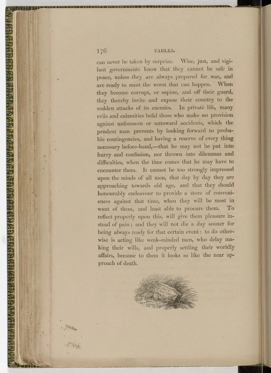 Tailpiece (page 176) from The Fables of Aesop by Thomas Bewick, illustrated book, 1818