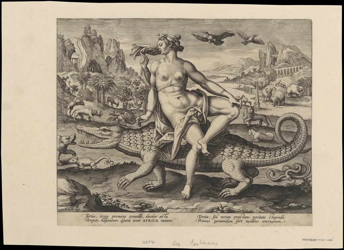 Allegory of Africa, from "The Four Continents" by Adriaen Collaert, print, 1580-1600
