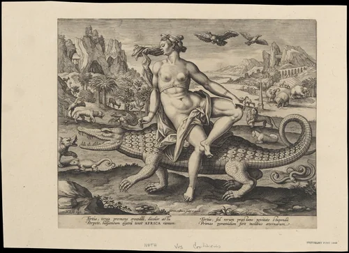 Allegory of Africa, from "The Four Continents" by Adriaen Collaert, print, 1580-1600