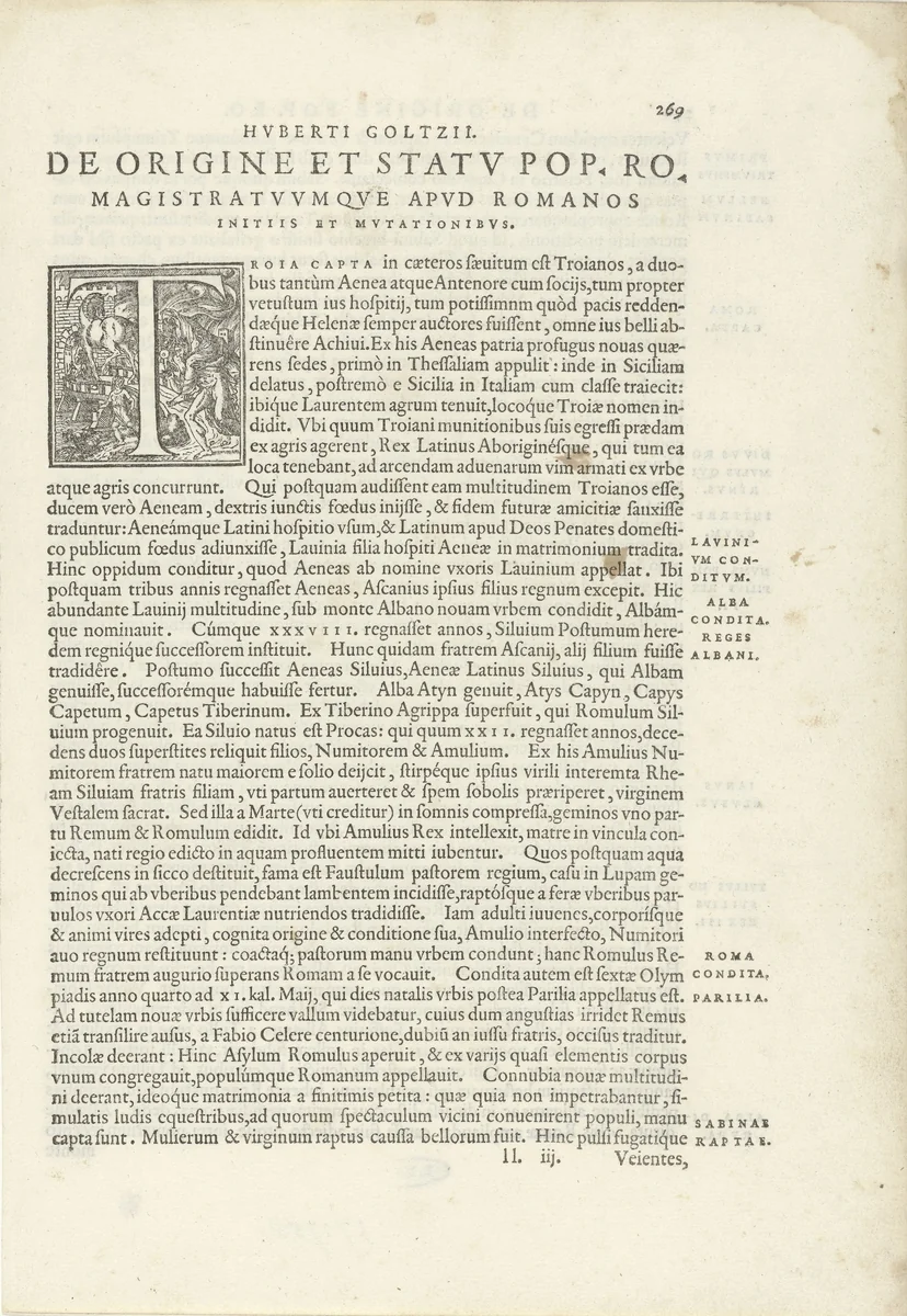 Tekstblad uit Fasti magistratuum et triumphorvum Romanorum, 1566 by Hubert Goltzius, book, 1566