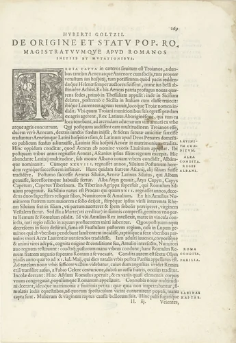 Tekstblad uit Fasti magistratuum et triumphorvum Romanorum, 1566 by Hubert Goltzius, book, 1566