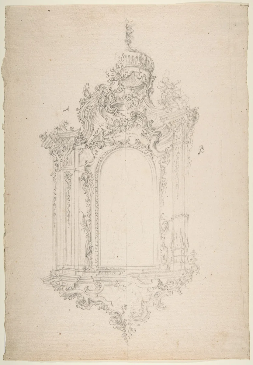 Ornamental Design for Niche by Leonardo Marini, drawing, 1700-1800