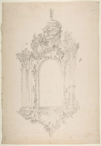 Ornamental Design for Niche by Leonardo Marini, drawing, 1700-1800