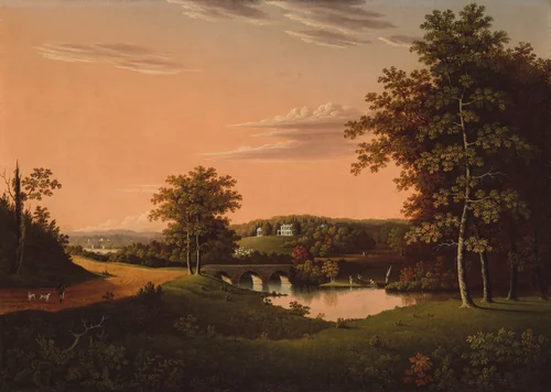 Point Breeze, the Estate of Joseph Napoleon Bonaparte at Bordentown, New Jersey by Charles Lawrence, painting, 1817-1820