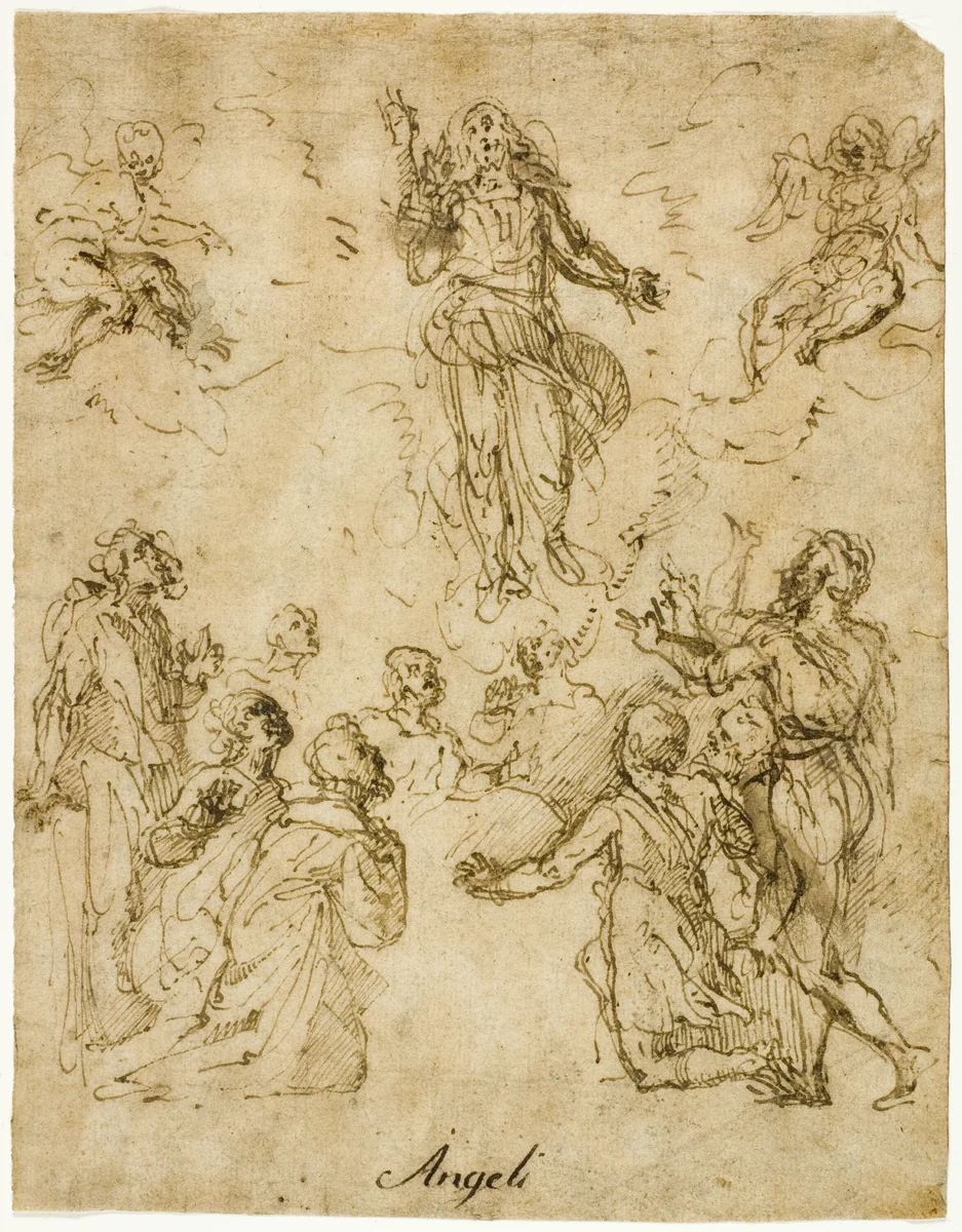 Ascension of Christ by Giulio Cesare Angeli, drawing, 1590-1630