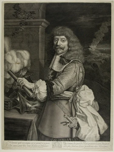 Portrait of Henri de Lorraine, Comte d'Harcourt, Horsemaster of France by Antoine Masson, print, 1667