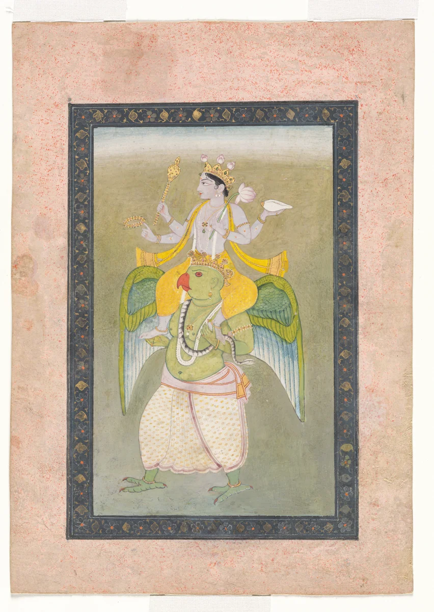 Vishnu on Garuda by Sajnu, painting, 1810-1820