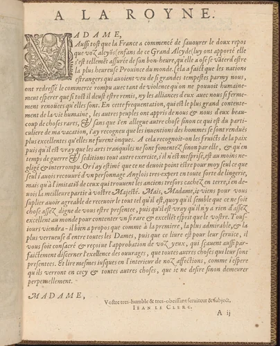 La Pratique de l'Aiguille, page 2 (recto) by Matthias Mignerak, book, 1605