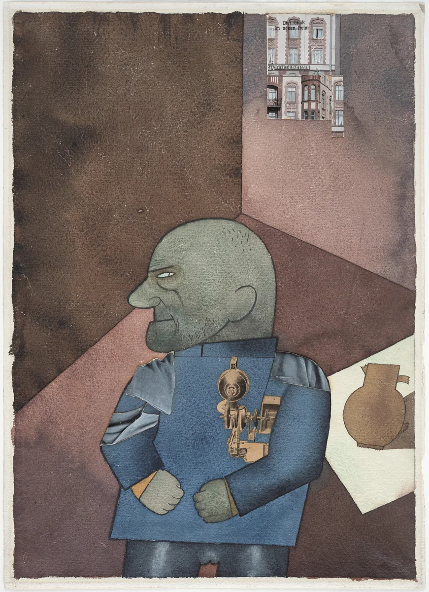 "The Convict" Monteur John Heartfield After Franz Jung's Attempt to Get Him Up on His Feet ("Der Sträfling" Monteur John Heartfield nach Franz Jungs Versuch ihn auf die Beine zu stellen) by George Grosz, drawing, 1920