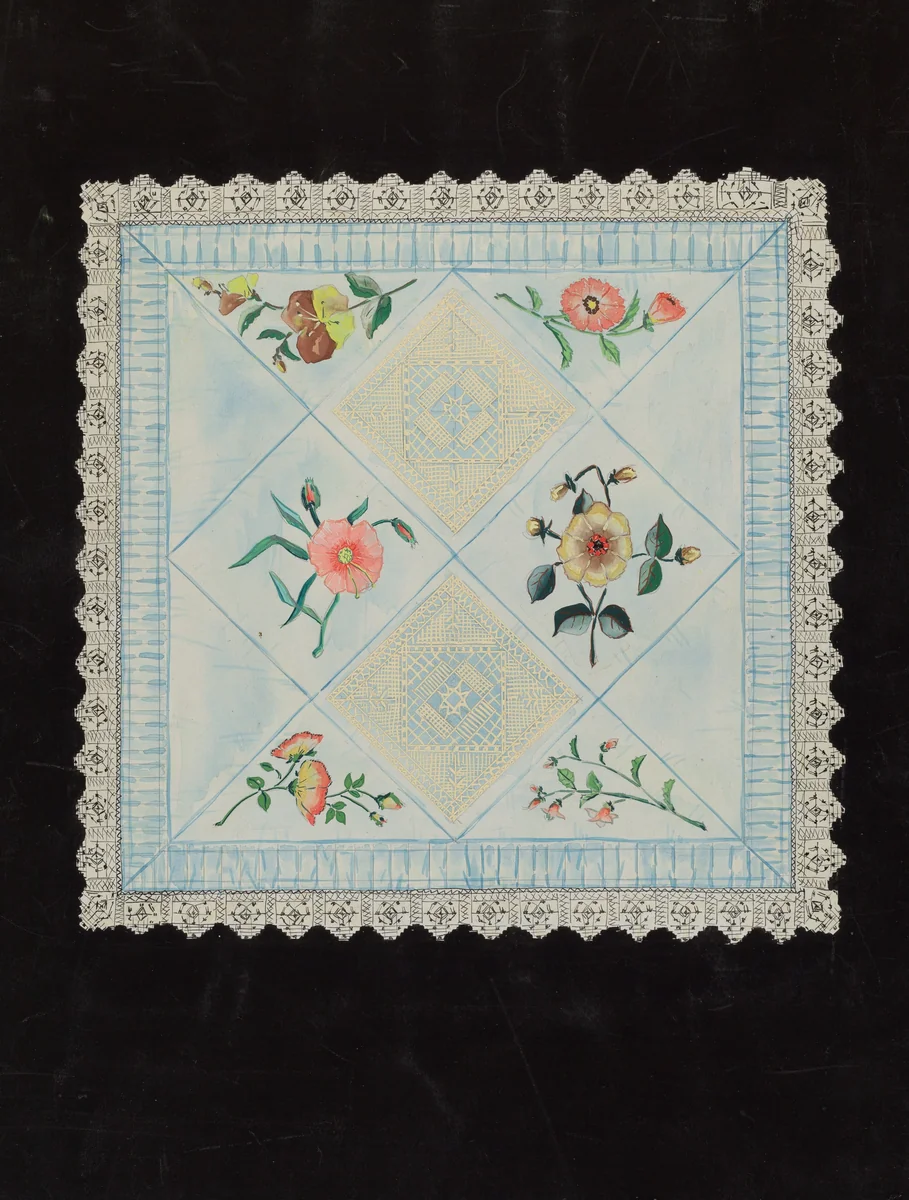 Pair of Satin Pillow Shams by Sebastian Simonet, index of american design, 1936