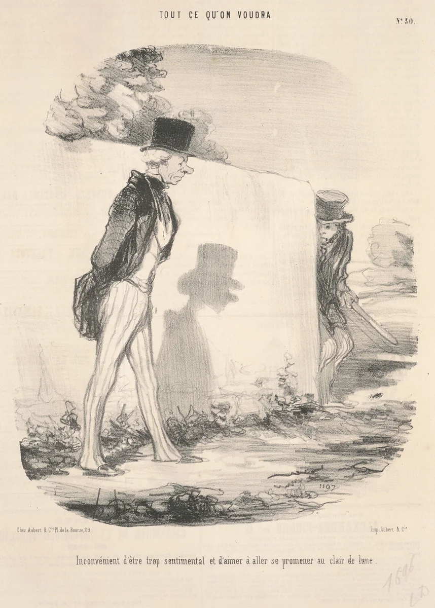 Inconvènient d'être trop sentimental ... by Honoré Daumier, print, 1848
