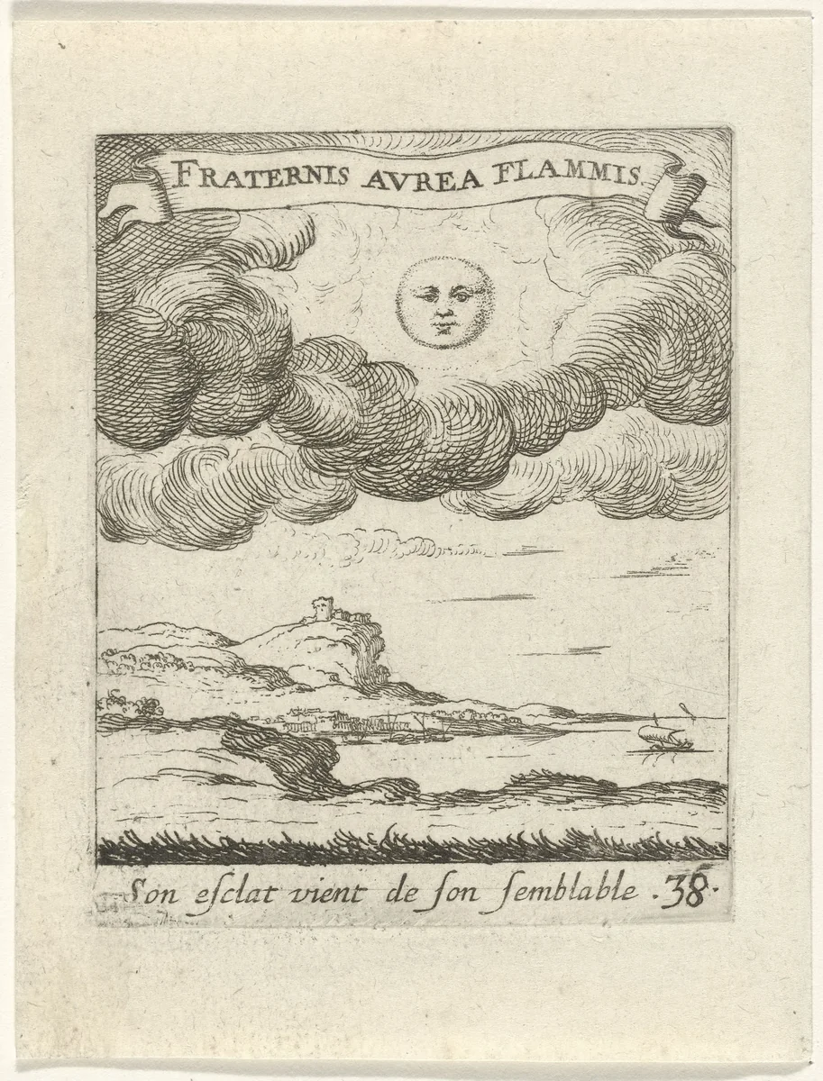Landschap met maan by Albert Flamen, print, 1672