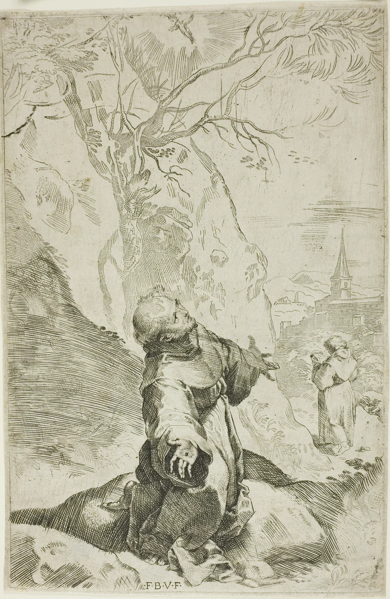 Saint Francis Receiving the Stigmata by Federico Barocci, print, 1576-1586