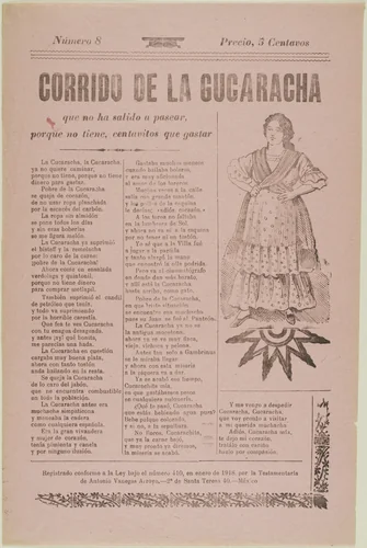 Corrido of the Cockroach by José Guadalupe Posada, print, 1913-1923