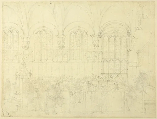 Study for Court Chancery, Lincoln's Inn Hall, from Microcosm of London by Augustus Charles Pugin
Thomas Rowlandson, drawing, 1807-1808