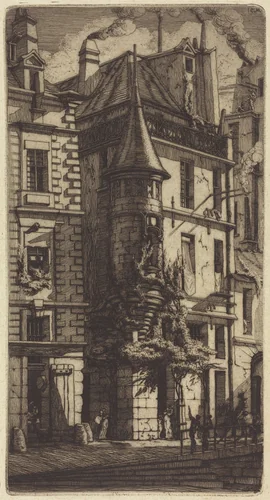 Tourelle de la Rue de la Tixéranderie, Paris (House with a Turret, Weavers' Street, Paris) by Charles Meryon, print, 1852