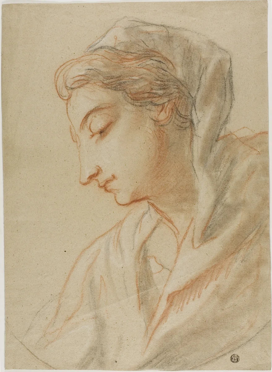 Profile Bust of Woman by Valerio Castello, drawing, 1590-1799