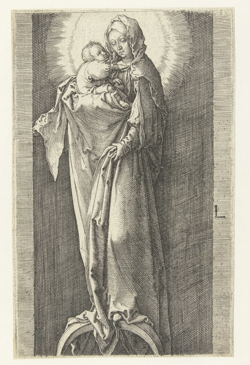 Maria met kind in een nis by Unknown, print, 1516-1520
