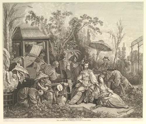Le Jardin Chinoise (The Chinese Garden), from Chinoiseries by Jacques Gabriel Huquier, print, 1743-1800