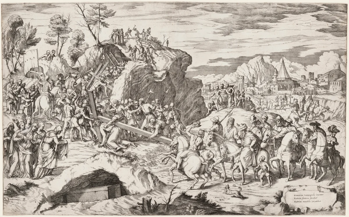 The Bearing of the Cross by Giovanni Battista Fontana, print, 1564-1574
