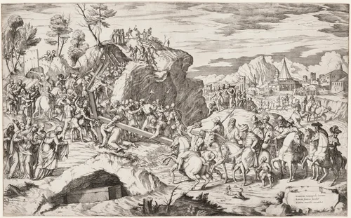 The Bearing of the Cross by Giovanni Battista Fontana, print, 1564-1574