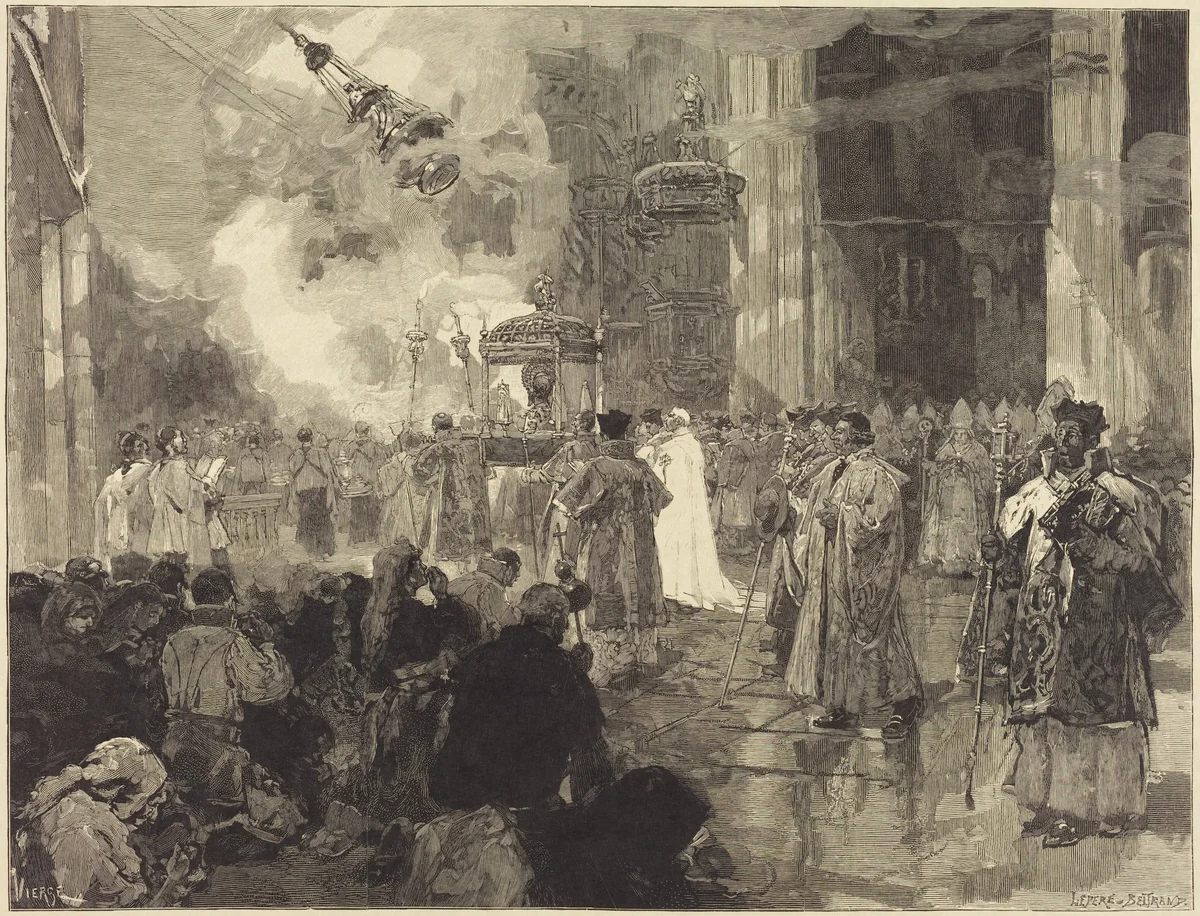 Les Fêtes de Sainte-Jacques de Compostelle: La Procession des Réliques by Auguste Lepère; Jacques Beltrand; Daniel Vierge, portfolio, 1851-1904