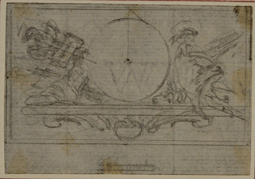 Study for En Tête Vignette in Tacitus "Tibère, ou Les Six Premiers Livres des Annales", Book VI by Hubert François Gravelot, drawing, 1758-1773
